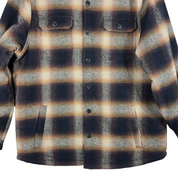 Flag & Anthem Sherpa Lined Flannel Jacket Men’s XL Brown Plaid Shacket - Picture 4 of 12